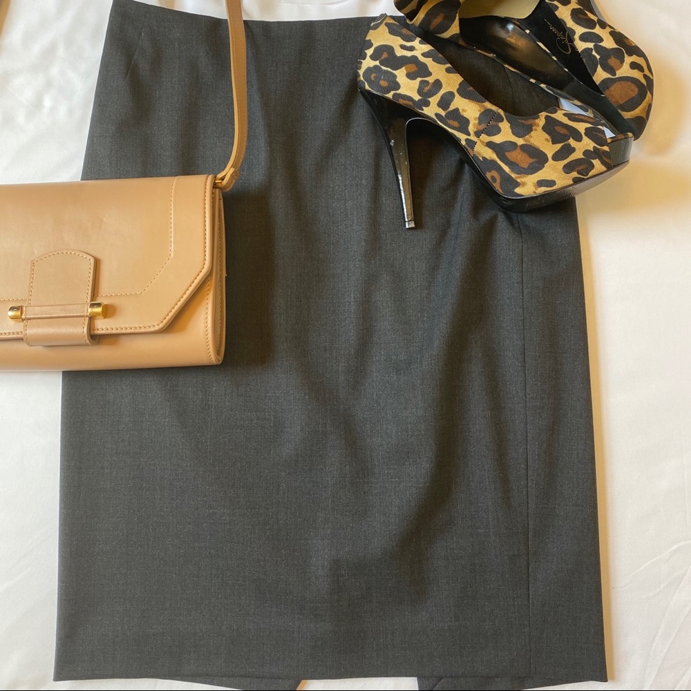 NWOT Lafayette New York Gray Wool Pencil Skirt 6